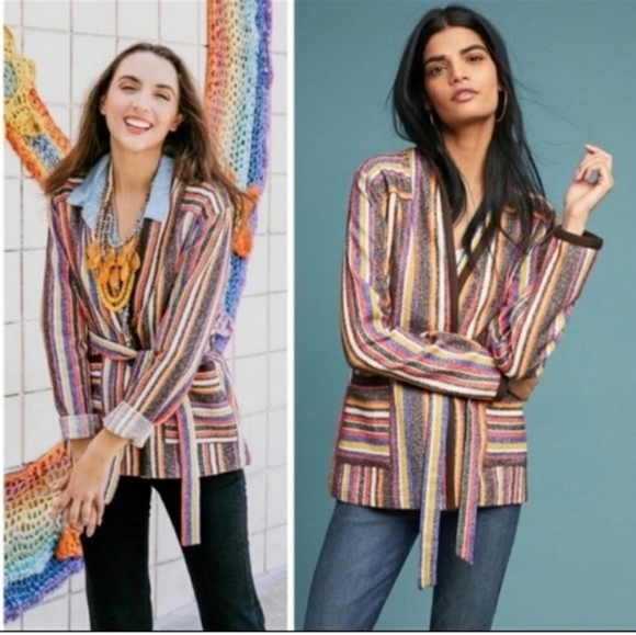 Anthropologie Akemi + Kin Striped Cardigan Jacket Size M - Picture 3 of 13